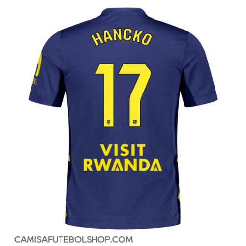 Camisa de time de futebol Atletico Madrid David Hancko #17 Replicas 2º Equipamento 2025-26 Manga Curta